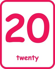 Flashcard for homeschool, Kindergarten and Pre-Flashcard Numbers for Kids. School Activity. Flash cards for practicing reading skills. Learning numbers for preschool.
