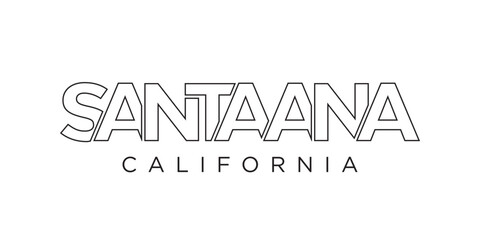 Santa Ana, California, USA typography slogan design. America logo with graphic city lettering for print and web.