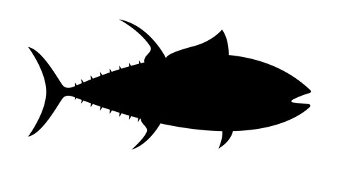 Vector illustration of Tuna fish silhouette on transparent background