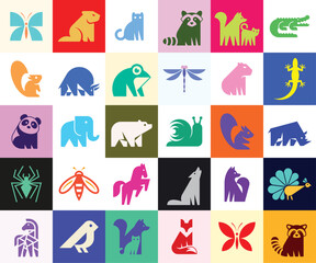 Animals logos collection. Animal logo set. Icon design
