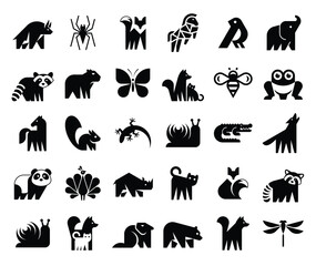 Obraz premium Animals logos collection. Animal logo set. Icon design 