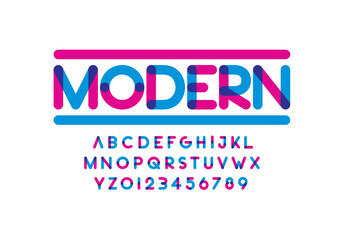 Vector of stylized modern font and alphabet