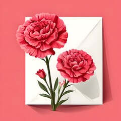 Parent's Day Concept Carnation and Letter Paper Illustration, ai, generative, 생성형, 어버이날, 카네이션, 가족의 달, 스승의 날