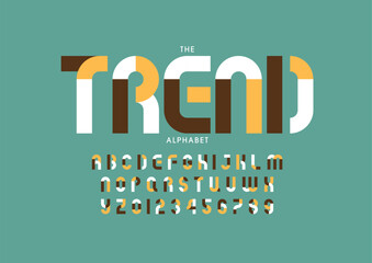 Vector of stylized modern font and alphabet