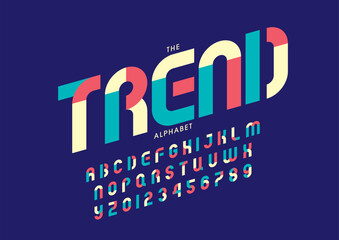 Vector of stylized modern font and alphabet