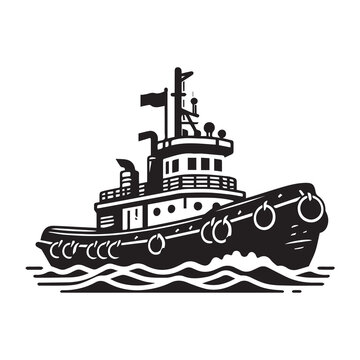 recommend clip art: tugboat silhouette vector icon illustration