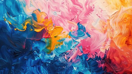 Colorful abstract background, Acrylic colors mixing in water, Digital art painting ,Colorful abstract background with drops and splashes of oil or water, Acrylic colors mixing in water