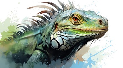 Fototapeta premium A watercolor painting of an iguana with a white background
