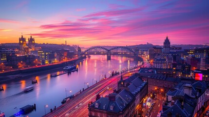 Newcastle Vibrant Nightlife Skyline