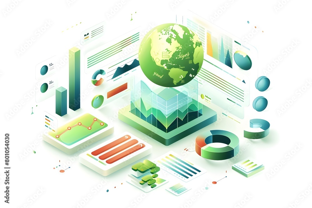 Poster futuristic data visualization and global technology for modern web and digital concepts
