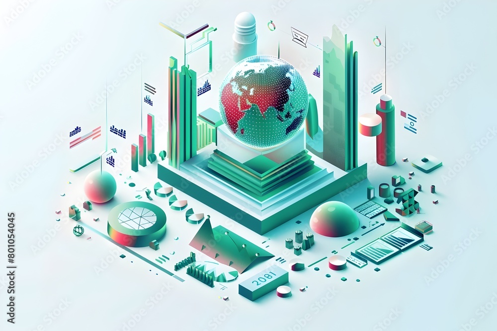 Aufkleber digitally integrated global ecosystem visualization in modern ui style