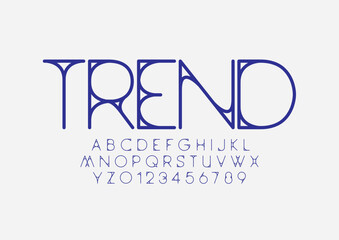 Vector of stylized modern font and alphabet
