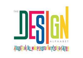 Vector of stylized modern font and alphabet