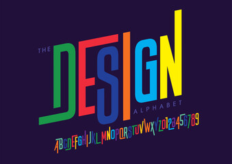Vector of stylized modern font and alphabet