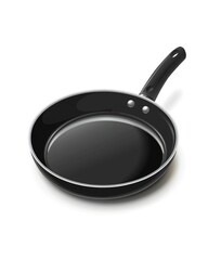 Black Nonstick Pan for Effortless Cooking. Isolated on White Background with Heat-Resistant Handle