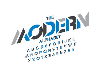 Vector of stylized modern font and alphabet