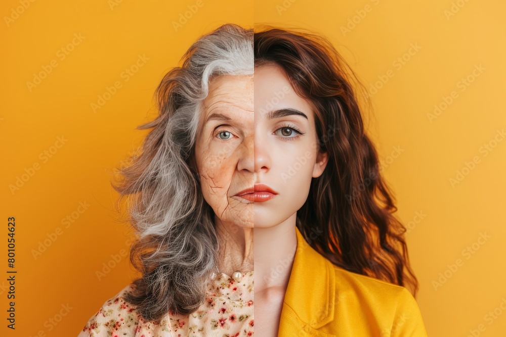 Poster generational adaptation in gerontology highlights transformation in the aging process, comparing age