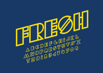 Vector of stylized modern font and alphabet