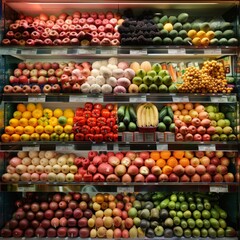 A fruit and vegetable display in a store