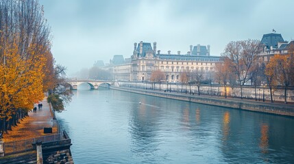 Paris Louvre Museum Skyline