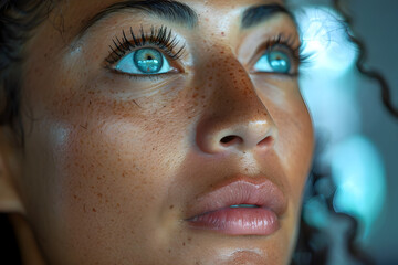 Woman with Freckles in Photorealistic Style