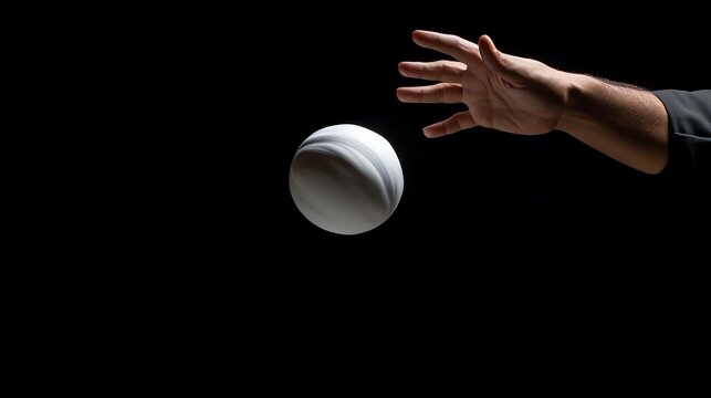 A dynamic image of a hand throwing a paper ball captured against a solid black background to highlight the movement and the casual break in a work environment
