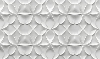 Seamless Pattern of White Paper-Crafted Flowers With Intricate Petal Folds