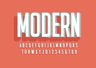 Vector of stylized modern font and alphabet