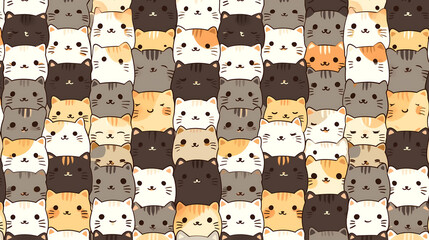 Seamless cute kittens pattern, background