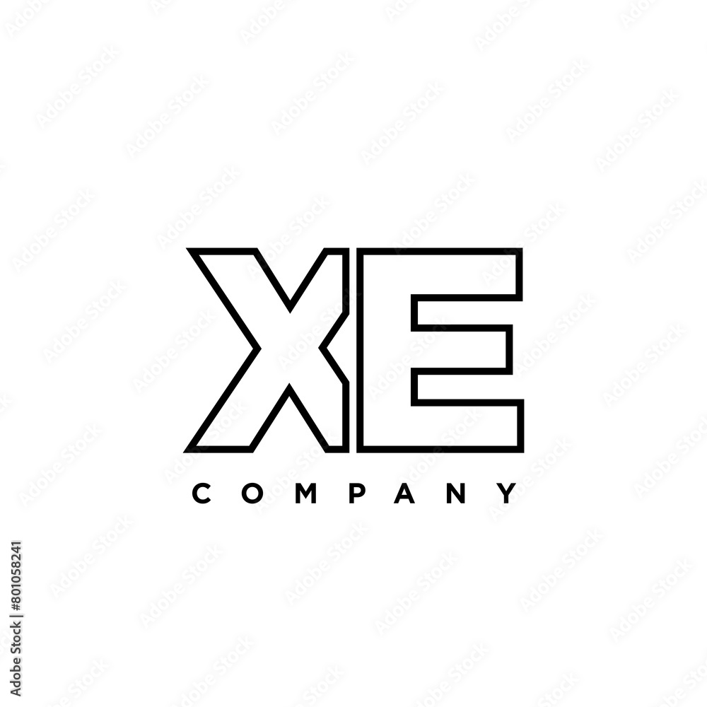 Fototapete letter x and e, xe logo design template. minimal monogram initial based logotype.