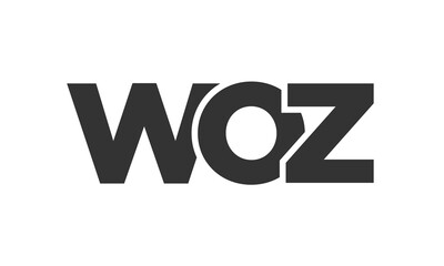 WOZ logo design template with strong and modern bold text. Initial based vector logotype featuring simple and minimal typography. Trendy company identity.