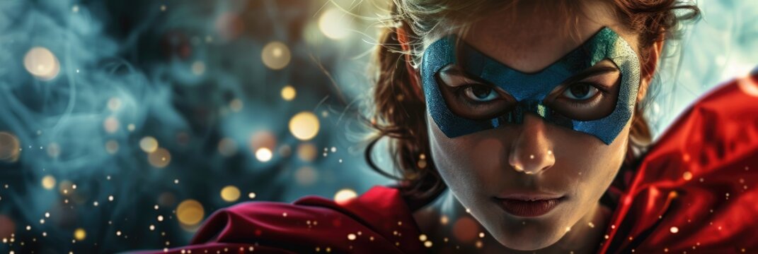 Copycat Heroe: Caucasian Woman Playing the Role of a Young Heroe in Disguise with Costume