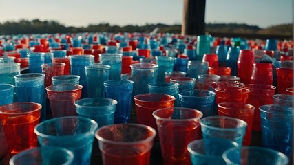 plastic cups and bottles
