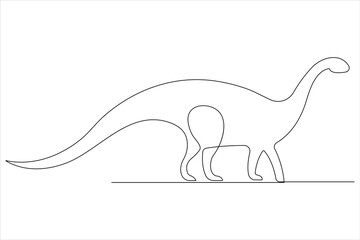 Continuous one line art drawing of dinosaur brachiosaurus outline vector illustration