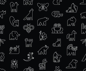 Seamless pattern with Animals logos. Animal logo set. Icon design

