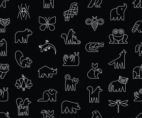 Seamless pattern with Animals logos. Animal logo set. Icon design
