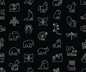 Seamless pattern with Animals logos. Animal logo set. Icon design
