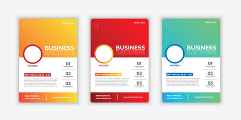 Modern business flyer template simple abstract design with gradient style set collection.