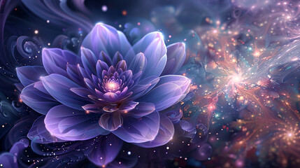 Celestial blooms of shimmering stardust arranged in a cosmic ballet against a backdrop of infinite twilight.