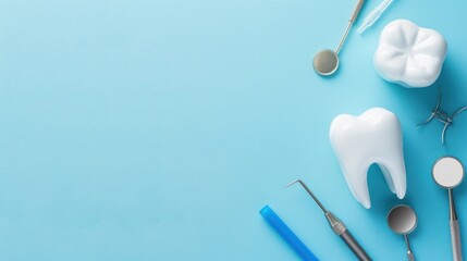healthy dental equipment for dental care with text empty space