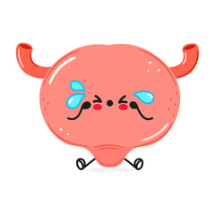 Sad Bladder character. Vector hand drawn cartoon kawaii character illustration icon. Isolated on white background. Sad Bladder character concept