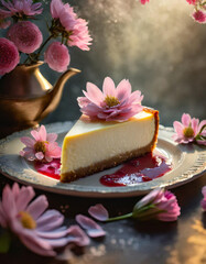 cake with pink flowers