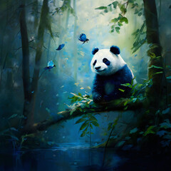 숲속 판다곰과 파랑새