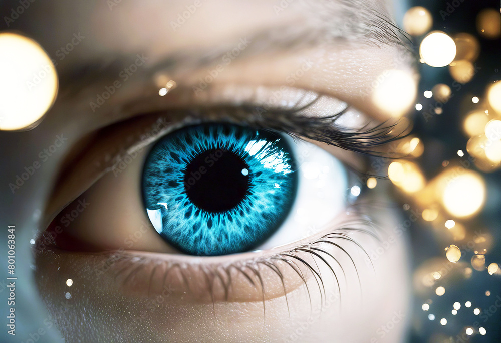 Poster 'eye data gital stream technology digital security datum blue scan electronic information vision sci