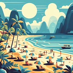 Tropical Summer theme background with Generaive AI.