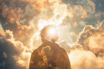 Stair way to heaven paradise with cloudy place generative AI