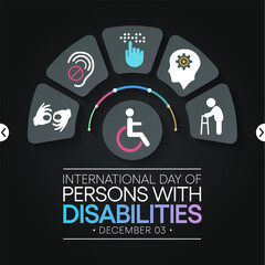 International Day of Persons with Disabilities (IDPD) is celebrated every year on 3 December. to raise awareness of the situation of disabled persons in all aspects of life. Vector illustration