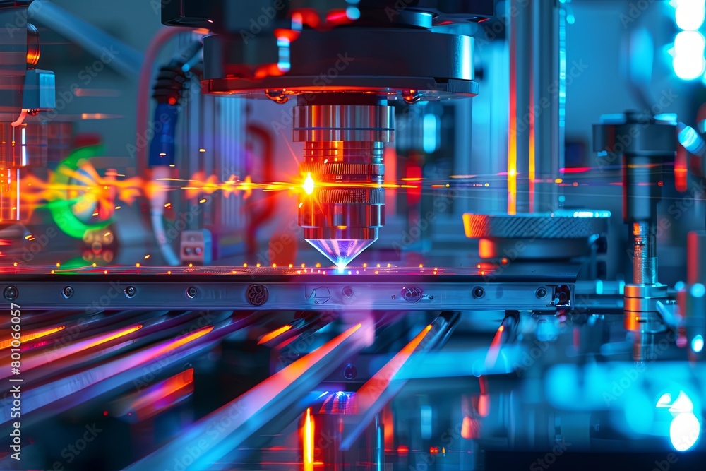 Poster a machine with various lights illuminated on its surface, possibly indicating activity or functional