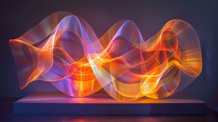 Cascading ribbons of light intertwining to form a dynamic 3D sculpture of radiant color and energy.