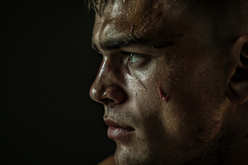 Close up image of a young man face with acne generative AI
